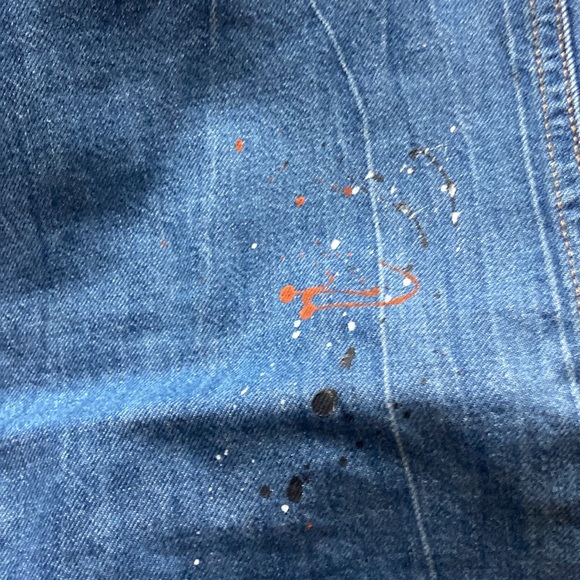 Free People Paint Splash Cargo/Carpenter Starving Artist Slouchy Medium Wash 27 - Picture 6 of 8